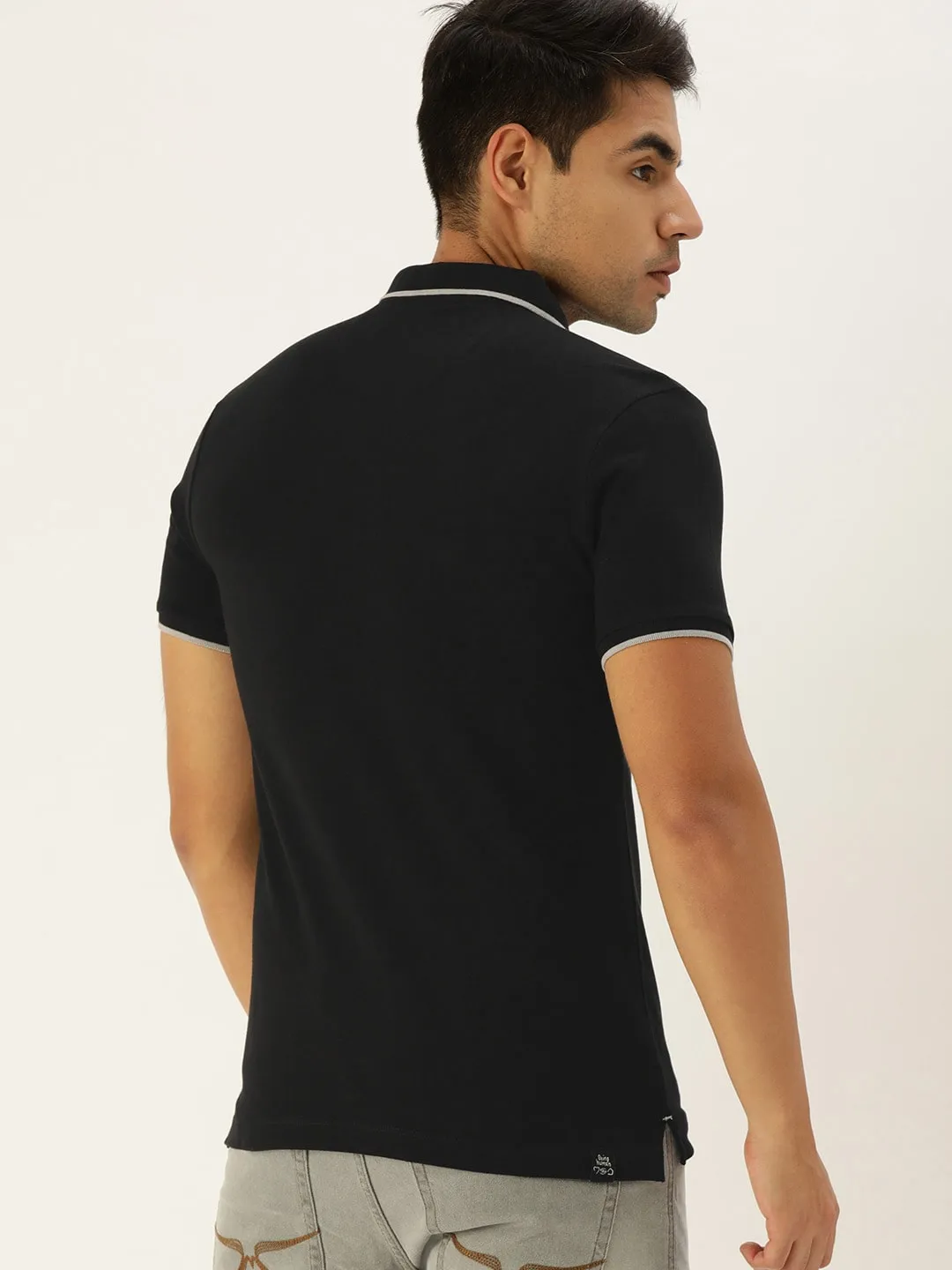 Black Regular Fit Men's Polo T-Shirt by Being Human Clothing - Image 3