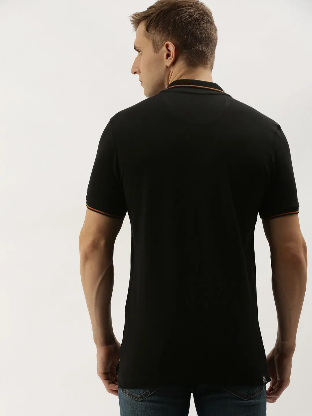 Black Regular Fit Men's Polo T-Shirt by Being Human Clothing - Image 2