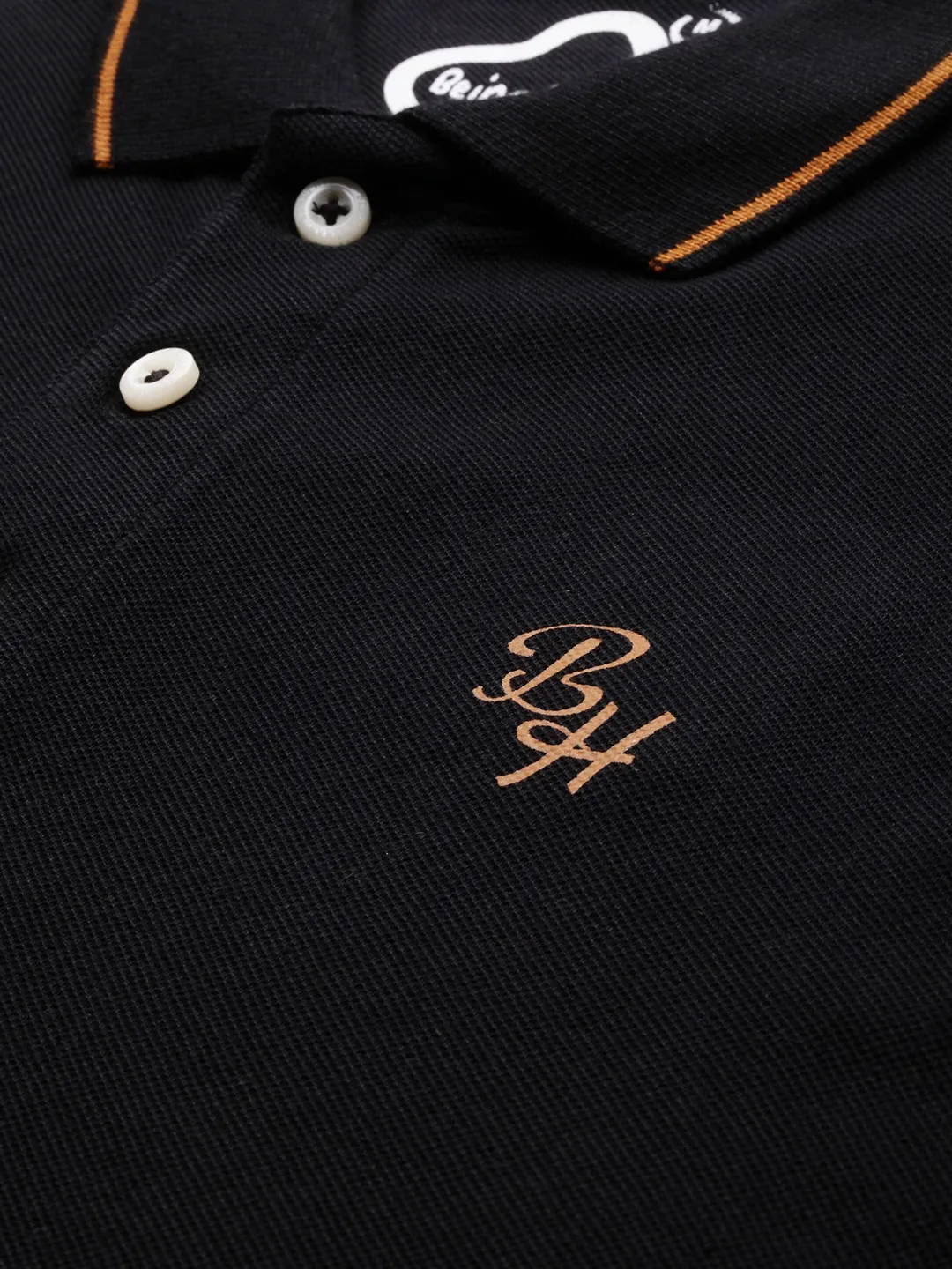 Black Regular Fit Men's Polo T-Shirt by Being Human Clothing - Image 6
