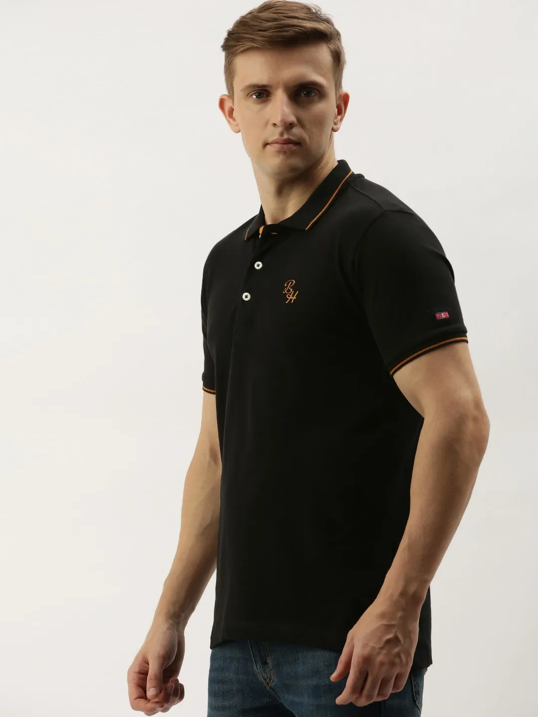 Black Regular Fit Men's Polo T-Shirt by Being Human Clothing - Image 8