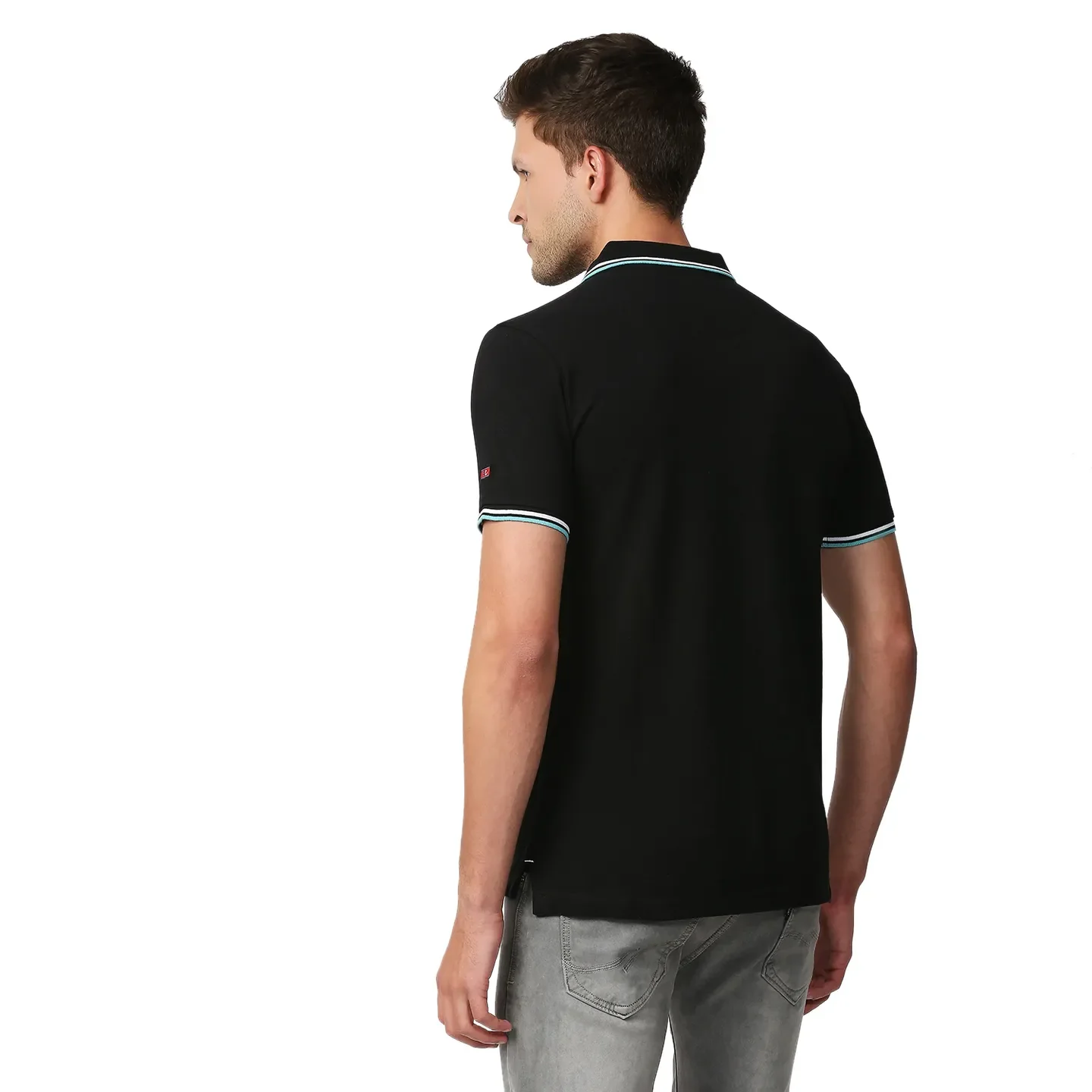 Black Regular Fit Men's Polo T-Shirt by Being Human Clothing - Image 4