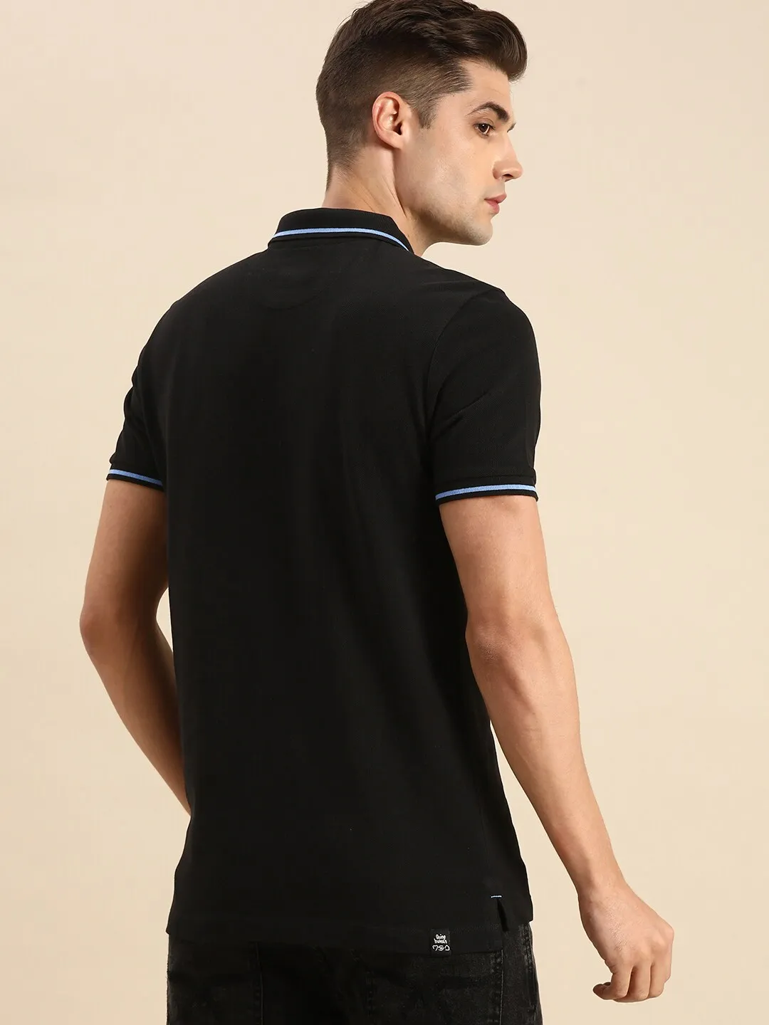 Black Regular Fit Men's Polo T-Shirt by Being Human Clothing - Image 8