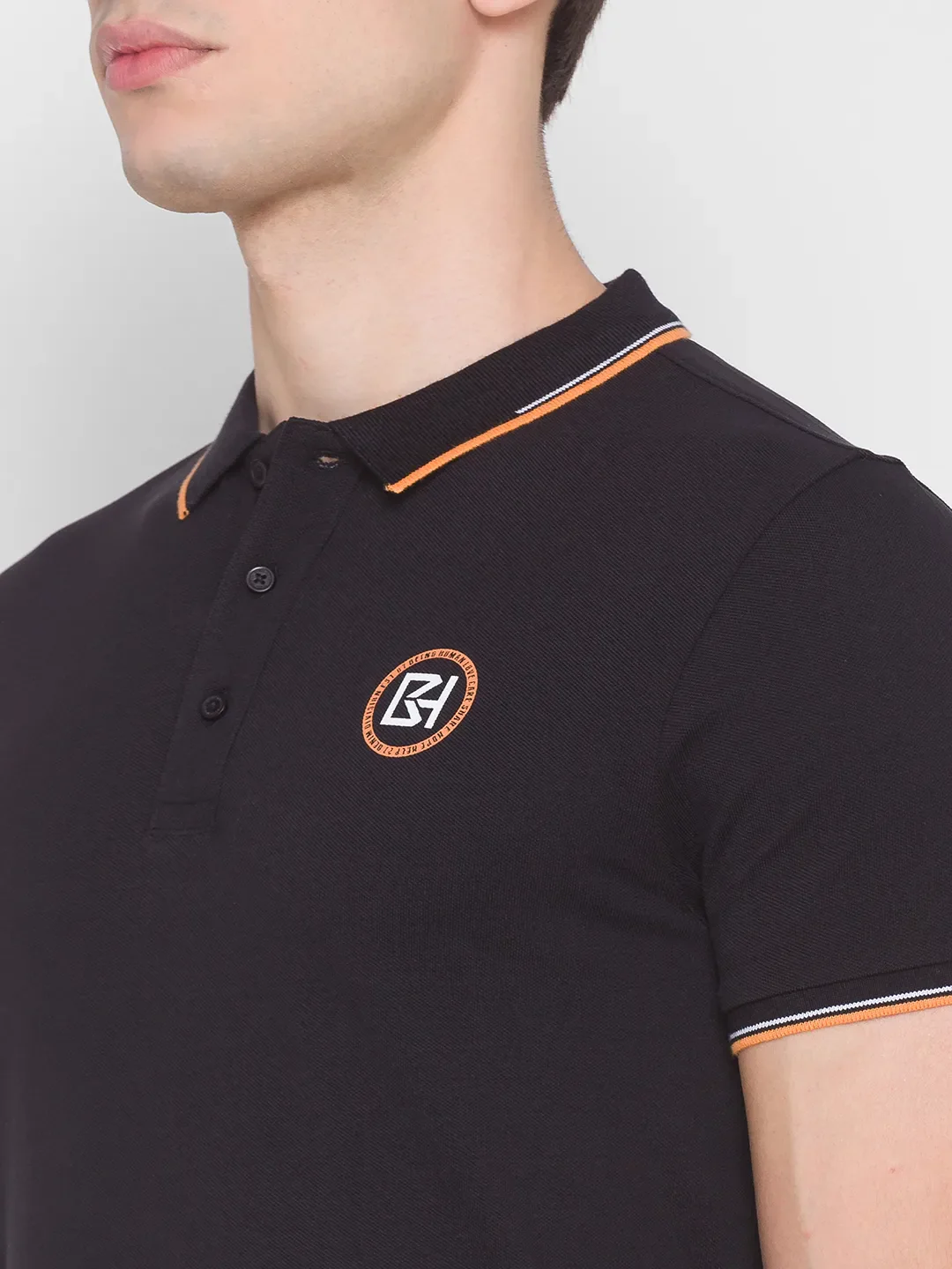 Black Regular Fit Men's Polo T-Shirt by Being Human Clothing - Image 4