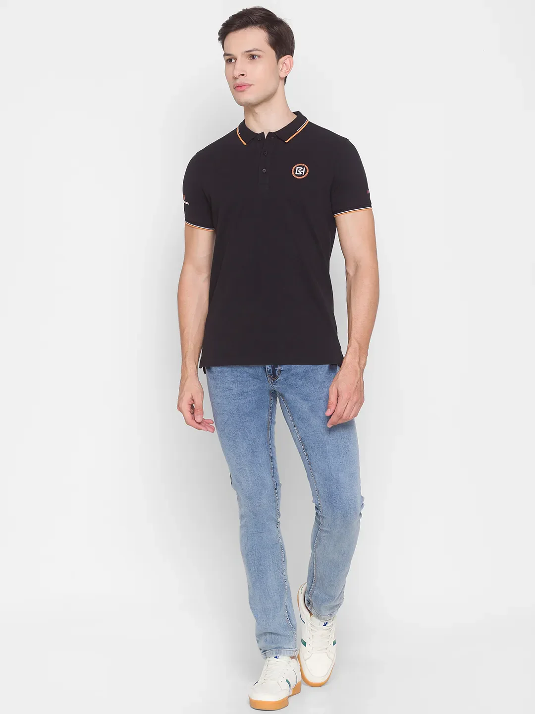 Black Regular Fit Men's Polo T-Shirt by Being Human Clothing - Image 5