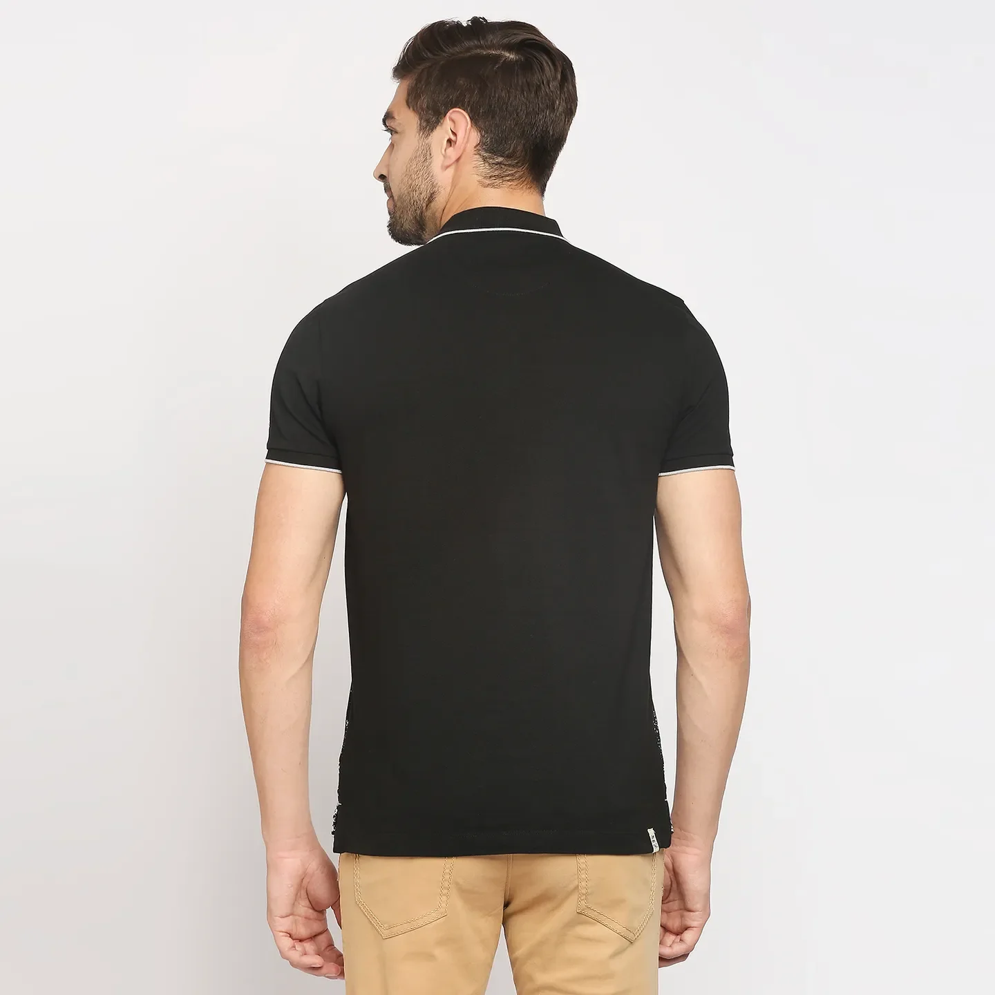 Black Regular Fit Men's Polo T-Shirt by Being Human Clothing - Image 4