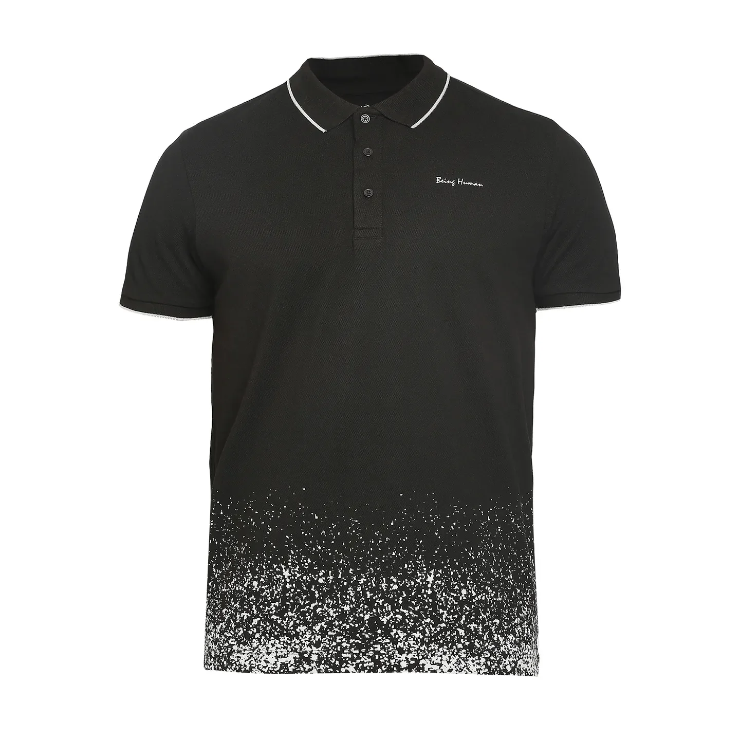 Black Regular Fit Men's Polo T-Shirt by Being Human Clothing - Image 7