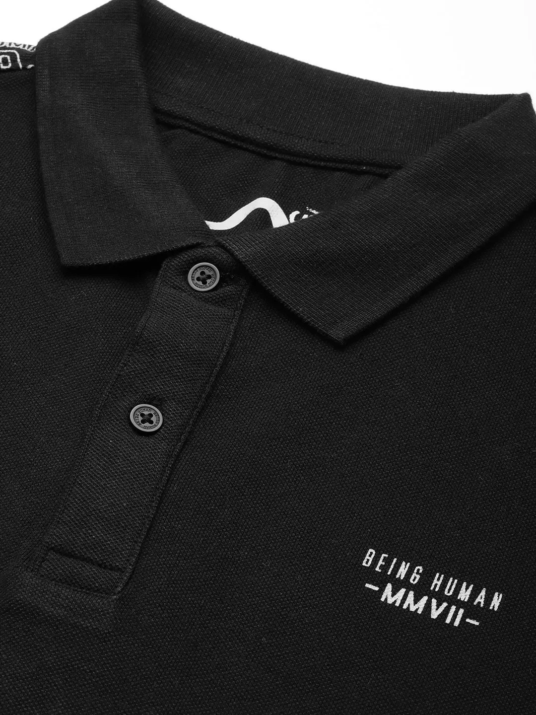 Black Regular Fit Men's Polo T-Shirt by Being Human Clothing - Image 6