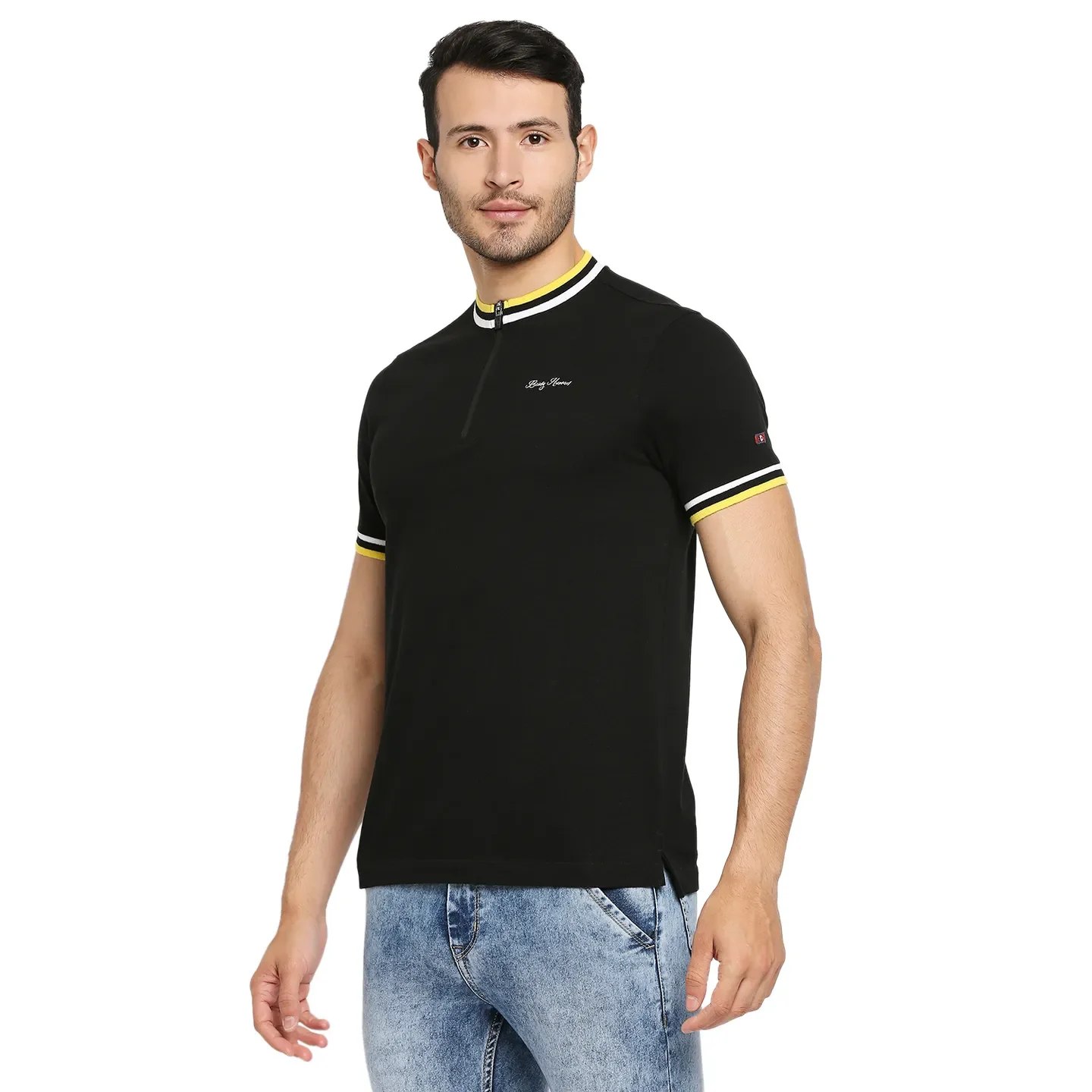 Black Regular Fit Men's Polo T-Shirt by Being Human Clothing - Image 2