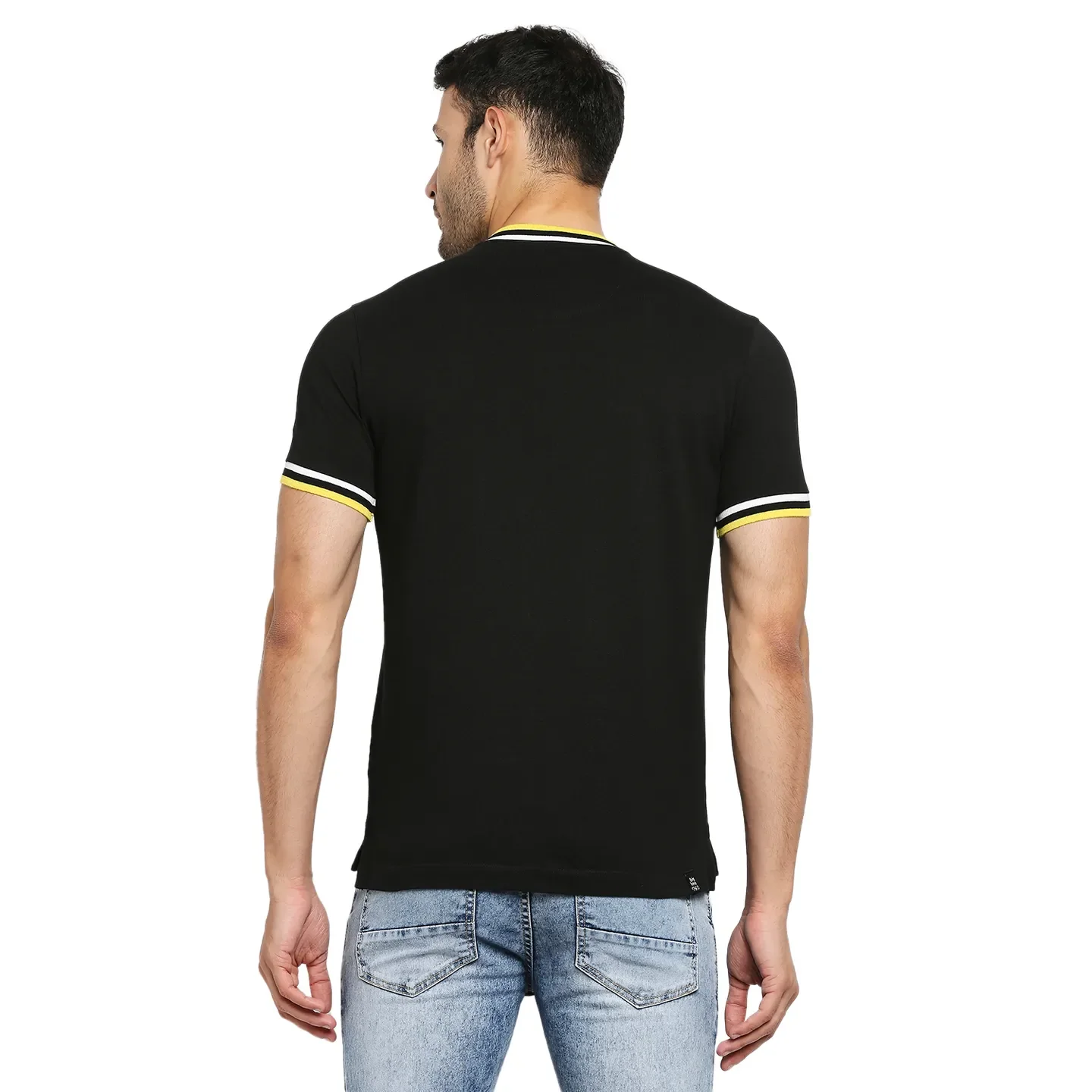 Black Regular Fit Men's Polo T-Shirt by Being Human Clothing - Image 4