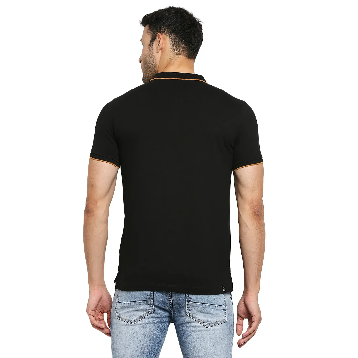 Black Regular Fit Men's Polo T-Shirt by Being Human Clothing - Image 4