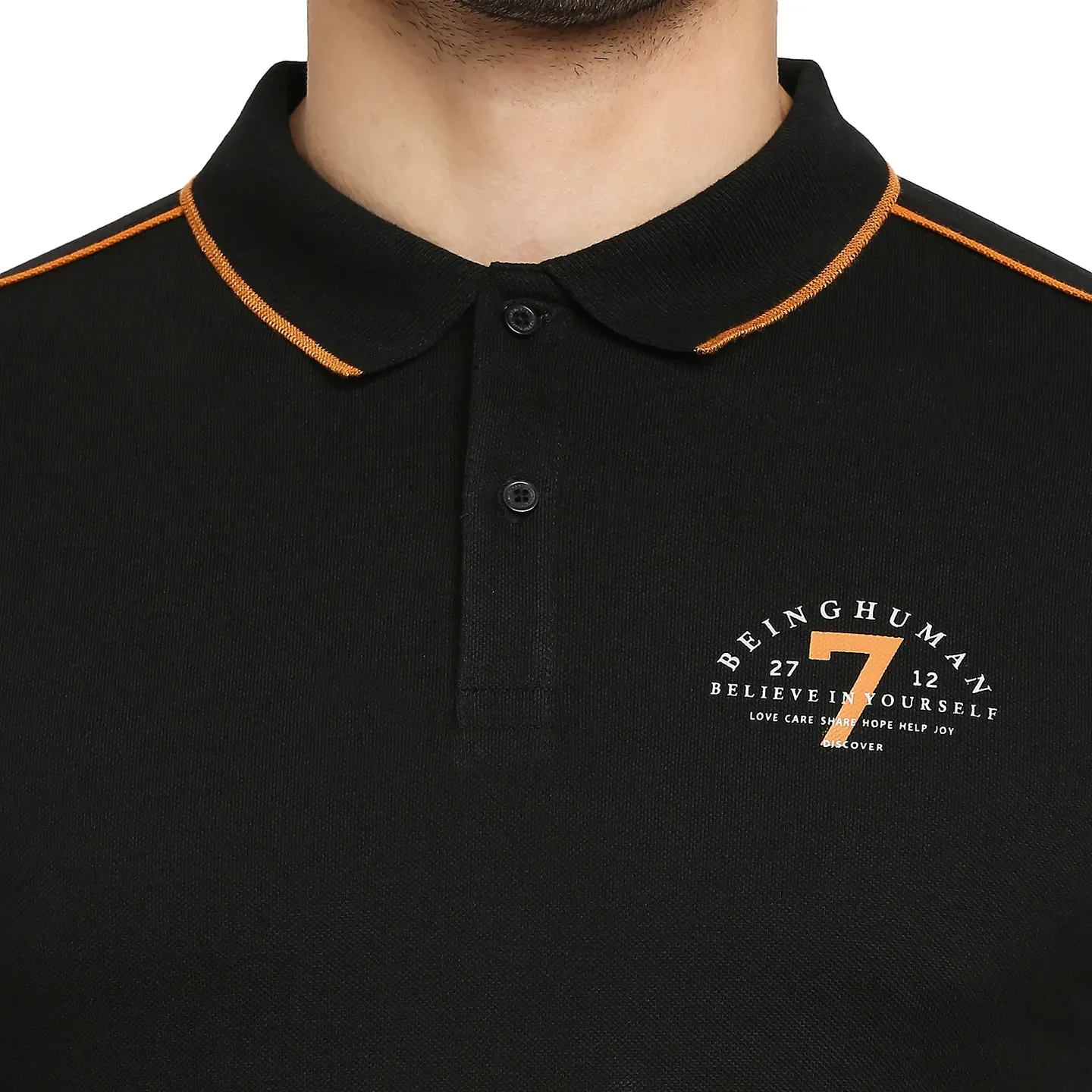 Black Regular Fit Men's Polo T-Shirt by Being Human Clothing - Image 5