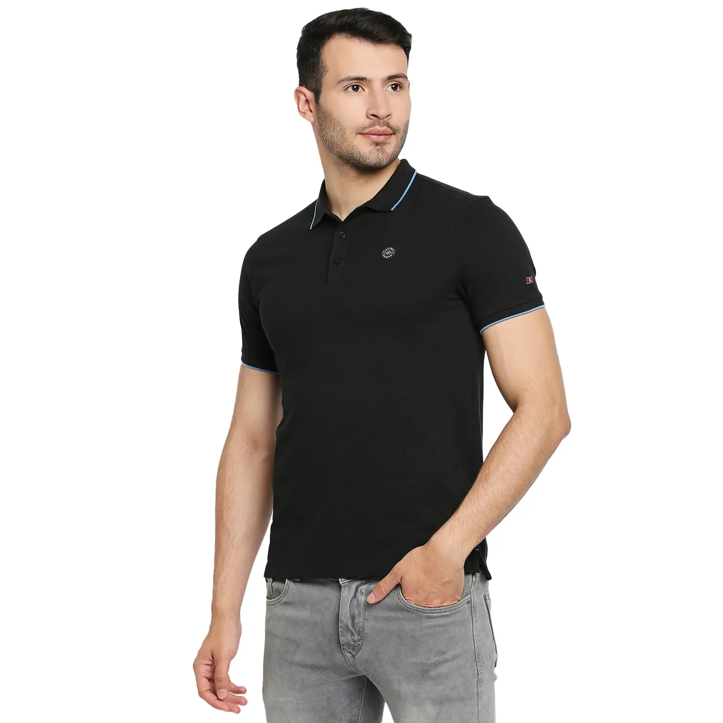 Black Regular Fit Men's Polo T-Shirt by Being Human Clothing - Image 2