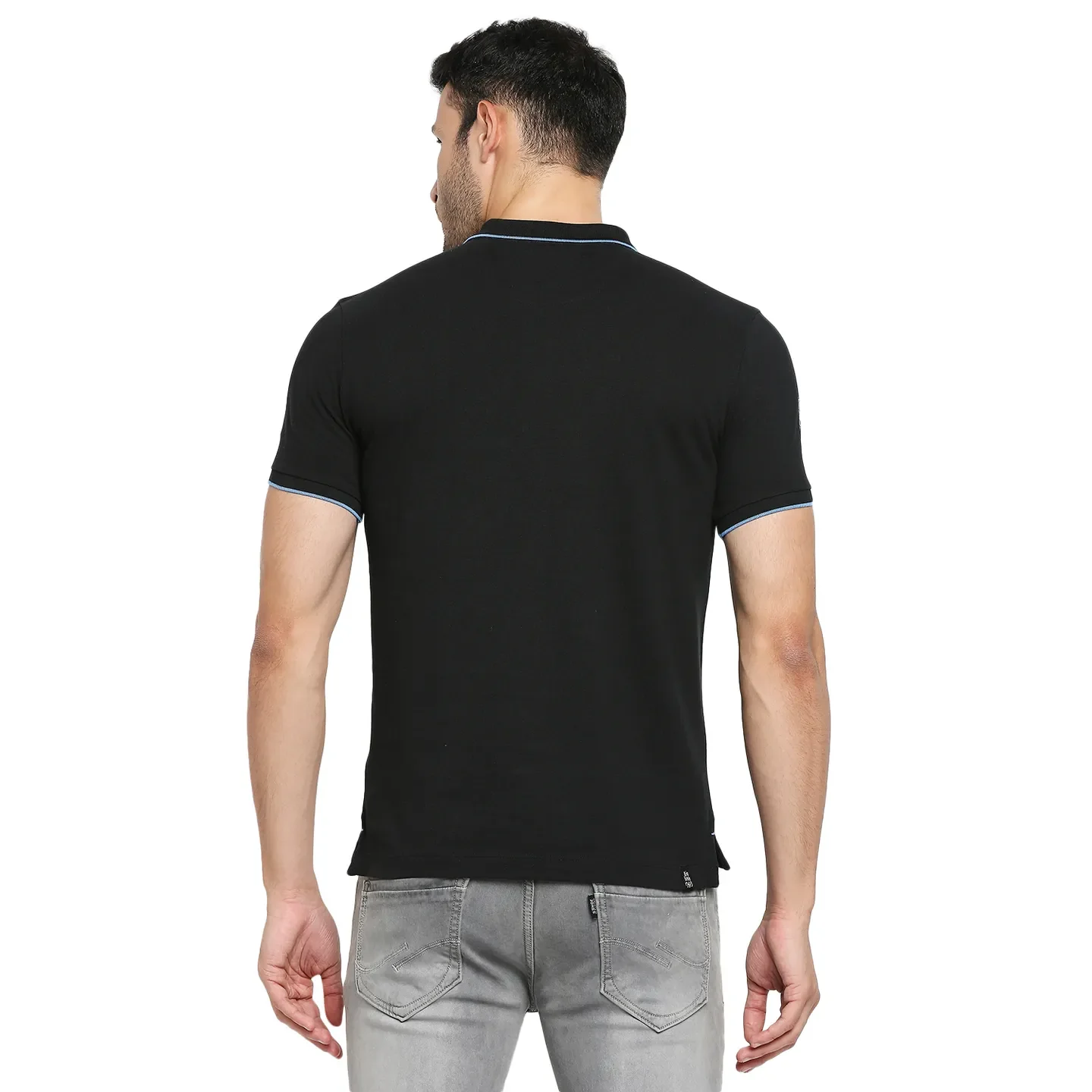Black Regular Fit Men's Polo T-Shirt by Being Human Clothing - Image 4