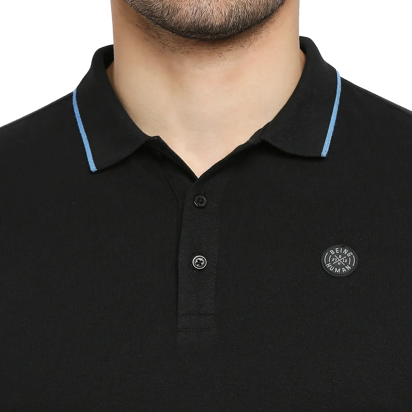 Black Regular Fit Men's Polo T-Shirt by Being Human Clothing - Image 5