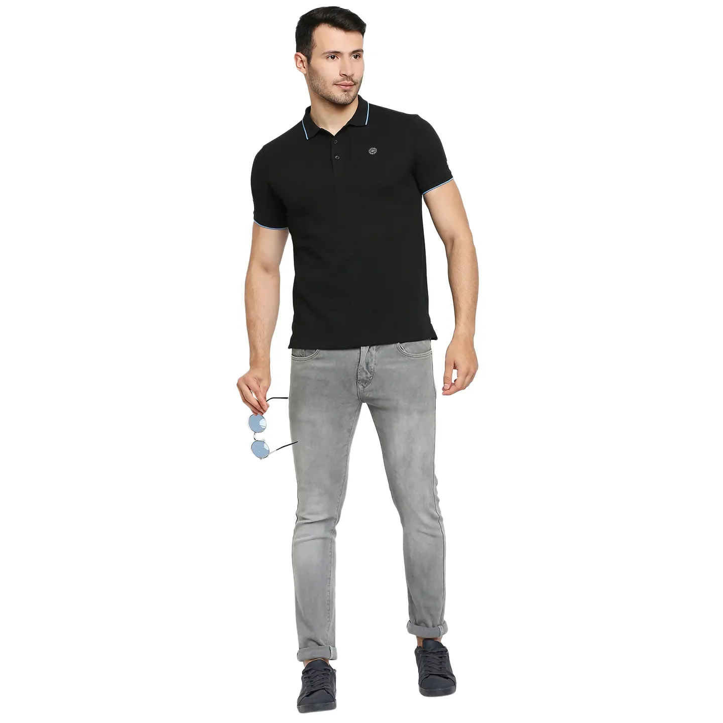 Black Regular Fit Men's Polo T-Shirt by Being Human Clothing - Image 6