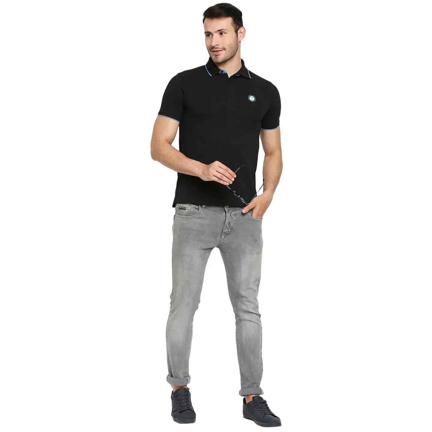 Black Regular Fit Men's Polo T-Shirt by Being Human Clothing - Image 6