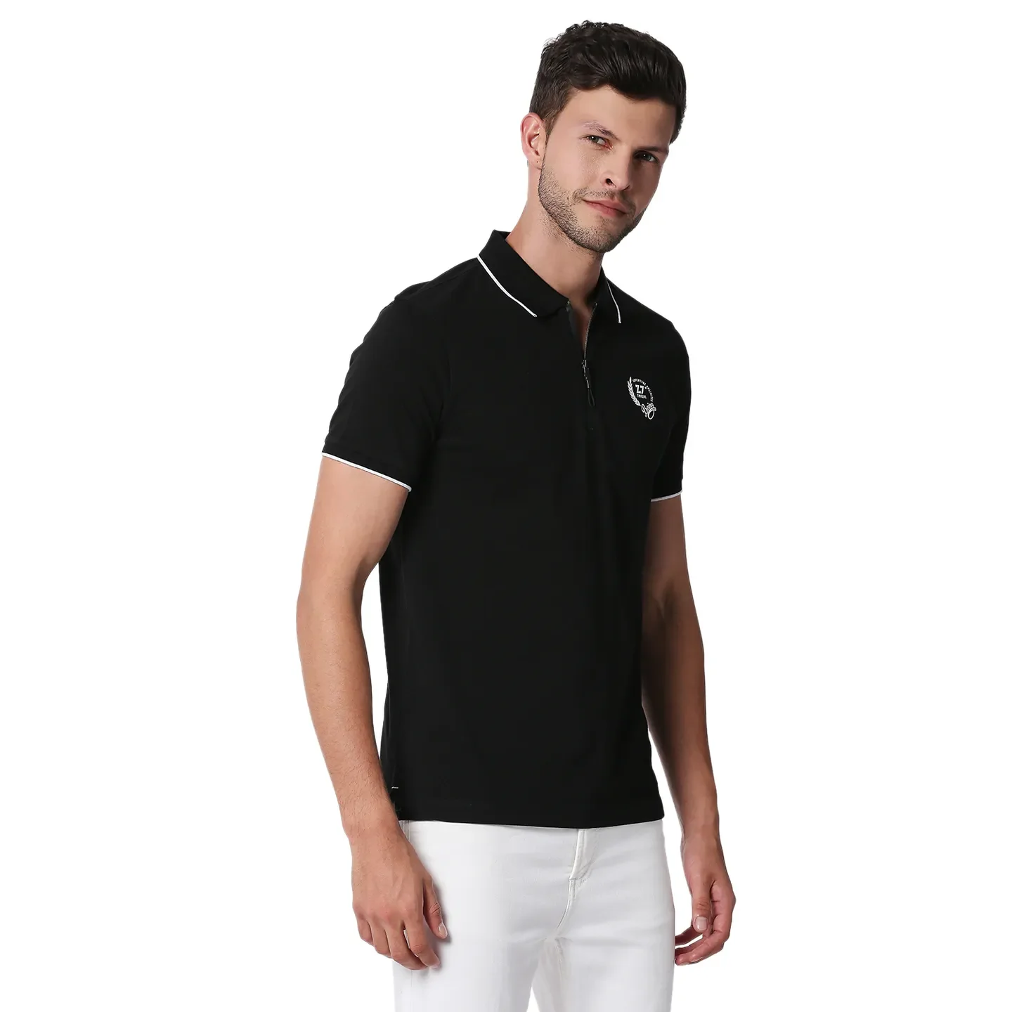 Black Regular Fit Men's Polo T-Shirt by Being Human Clothing - Image 3