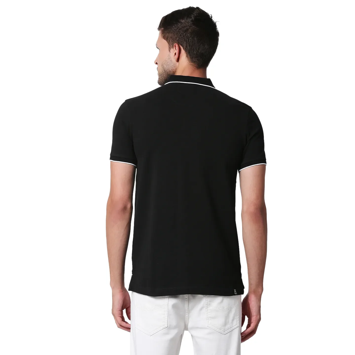 Black Regular Fit Men's Polo T-Shirt by Being Human Clothing - Image 4