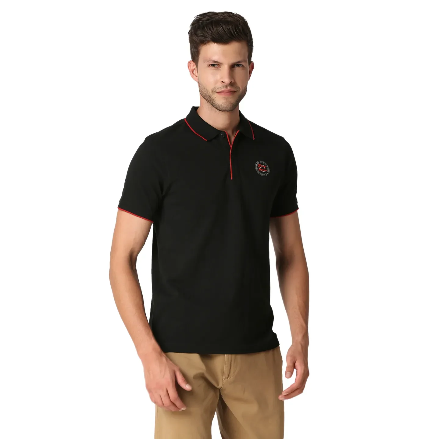 Black Regular Fit Men's Polo T-Shirt by Being Human Clothing - Image 3