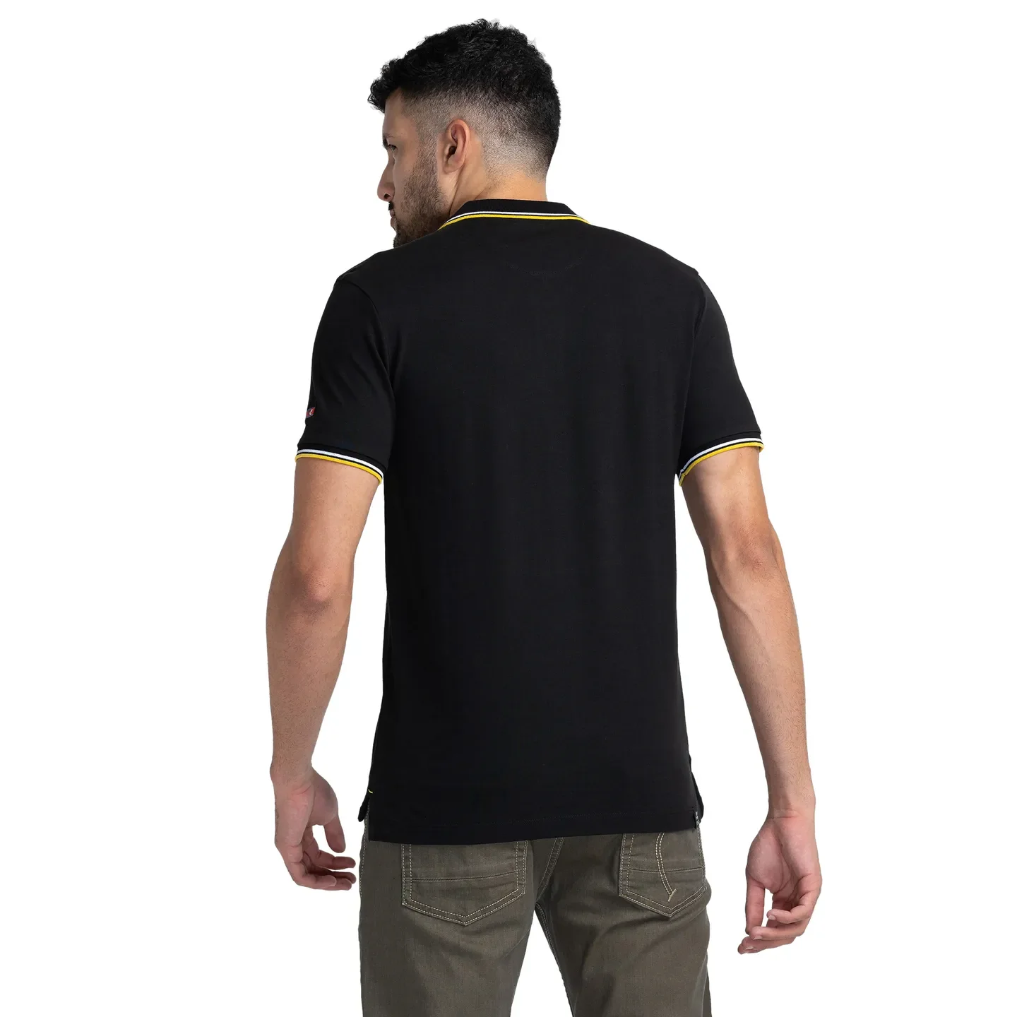 Black Regular Fit Men's Polo T-Shirt by Being Human Clothing - Image 3