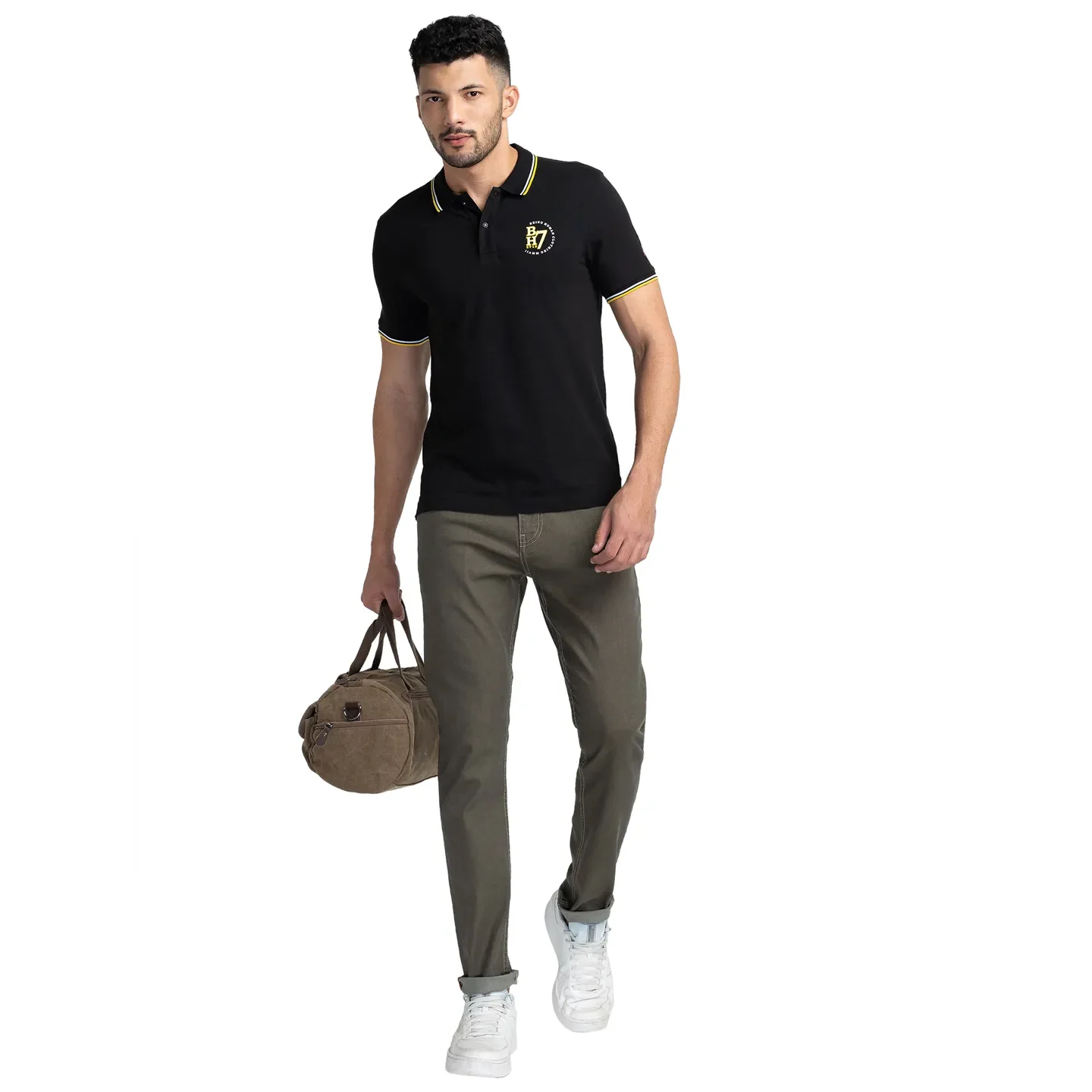 Black Regular Fit Men's Polo T-Shirt by Being Human Clothing - Image 6