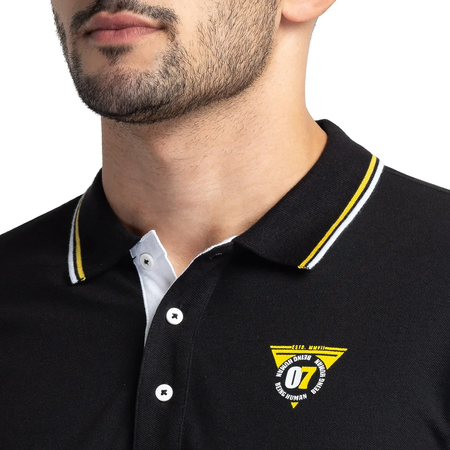Black Regular Fit Men's Polo T-Shirt by Being Human Clothing - Image 5