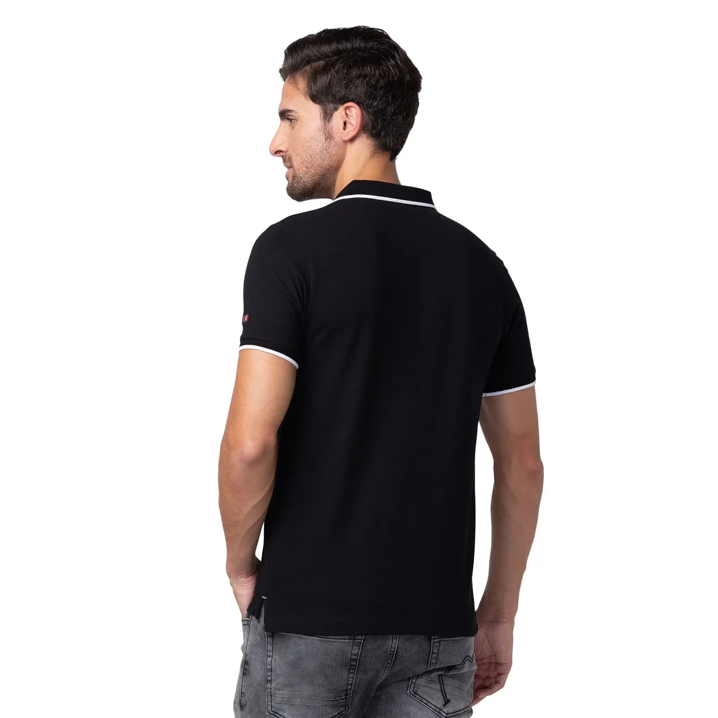 Black Regular Fit Men's Polo T-Shirt by Being Human Clothing - Image 3