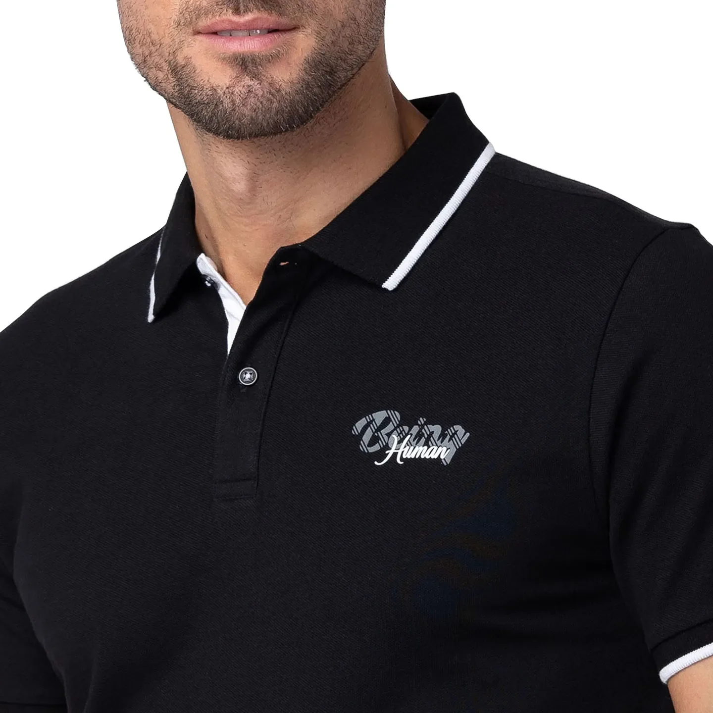 Black Regular Fit Men's Polo T-Shirt by Being Human Clothing - Image 5