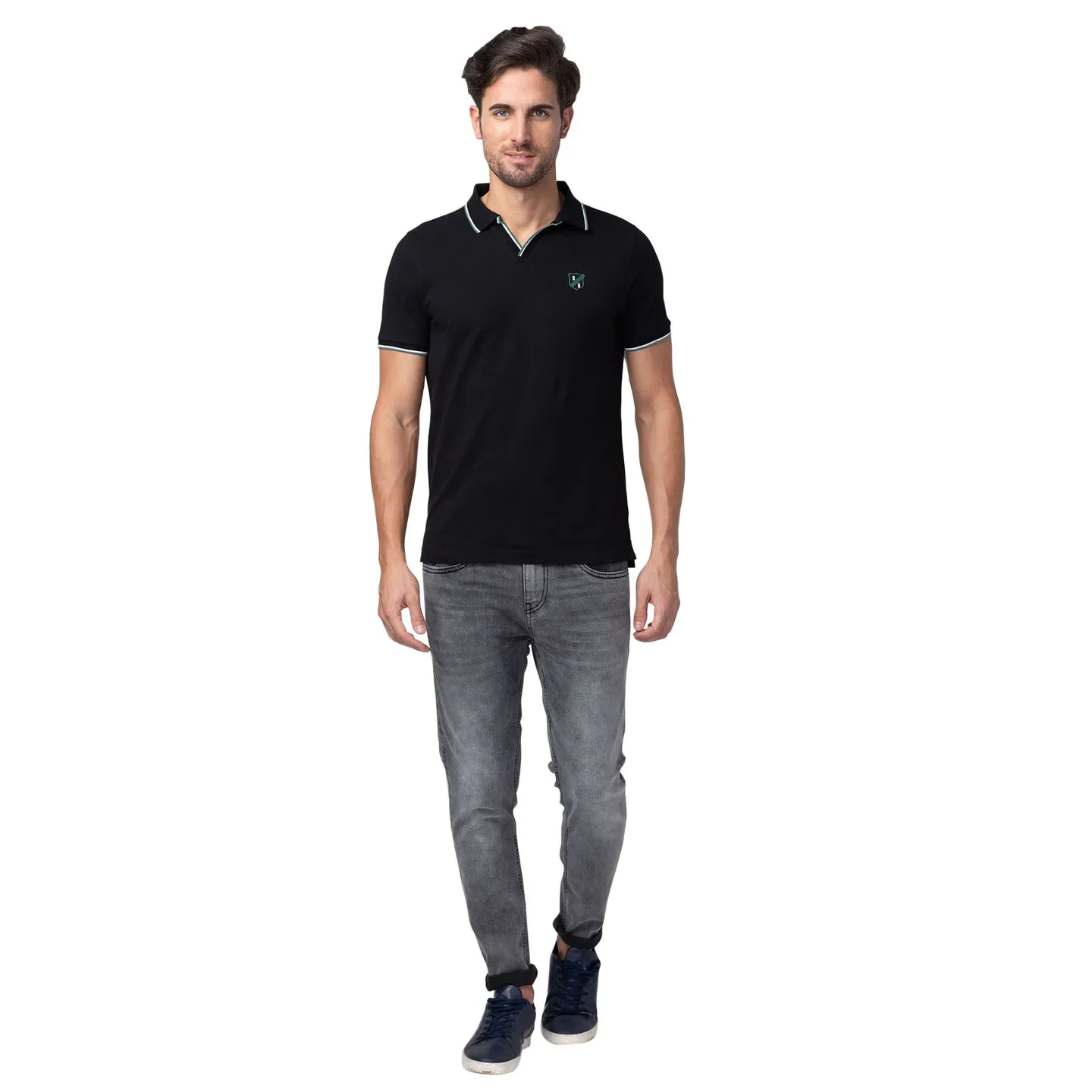 Black Regular Fit Men's Polo T-Shirt by Being Human Clothing - Image 2