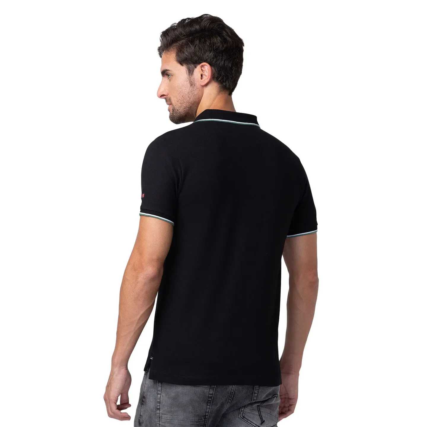 Black Regular Fit Men's Polo T-Shirt by Being Human Clothing - Image 3