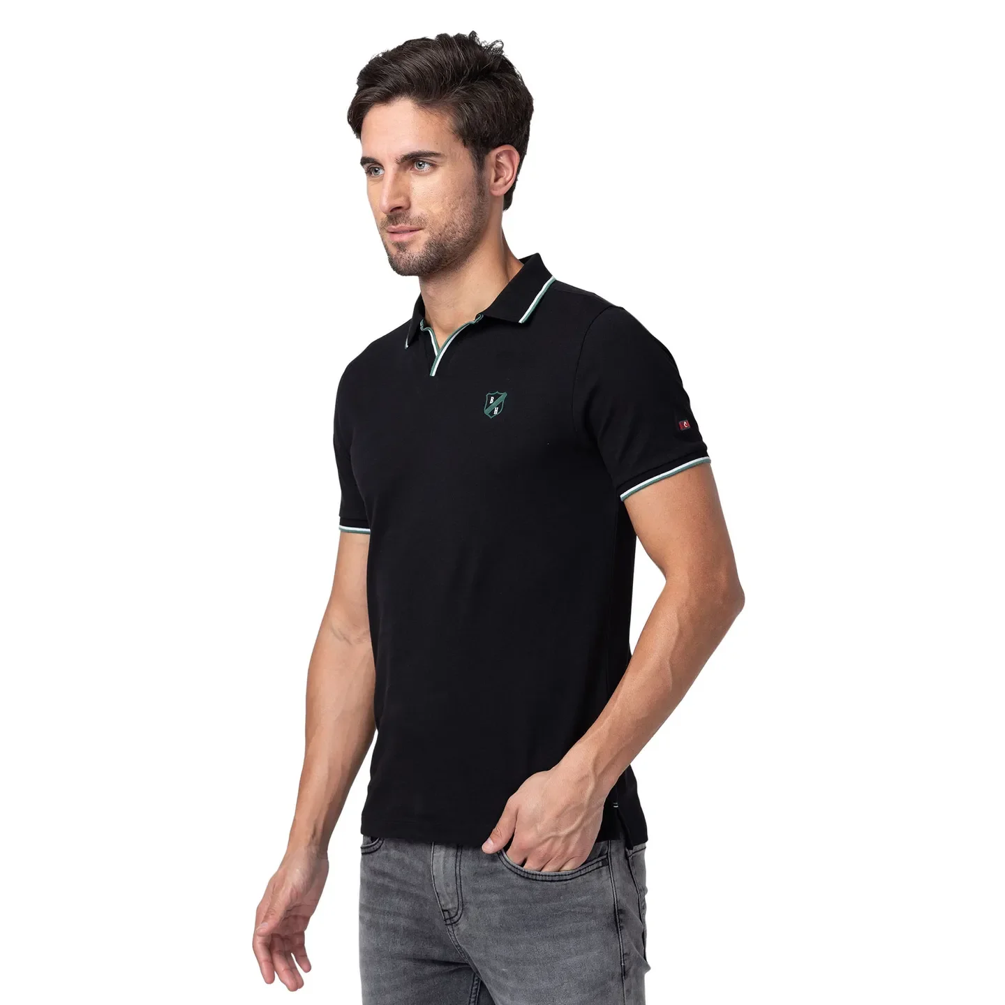 Black Regular Fit Men's Polo T-Shirt by Being Human Clothing - Image 4