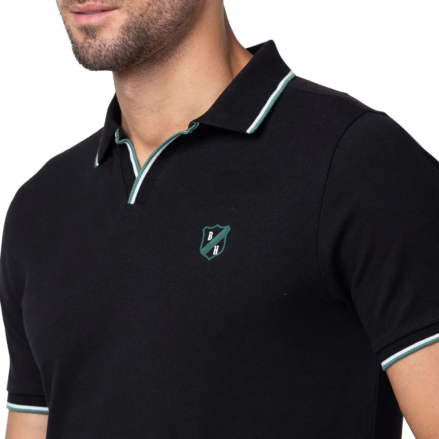Black Regular Fit Men's Polo T-Shirt by Being Human Clothing - Image 5