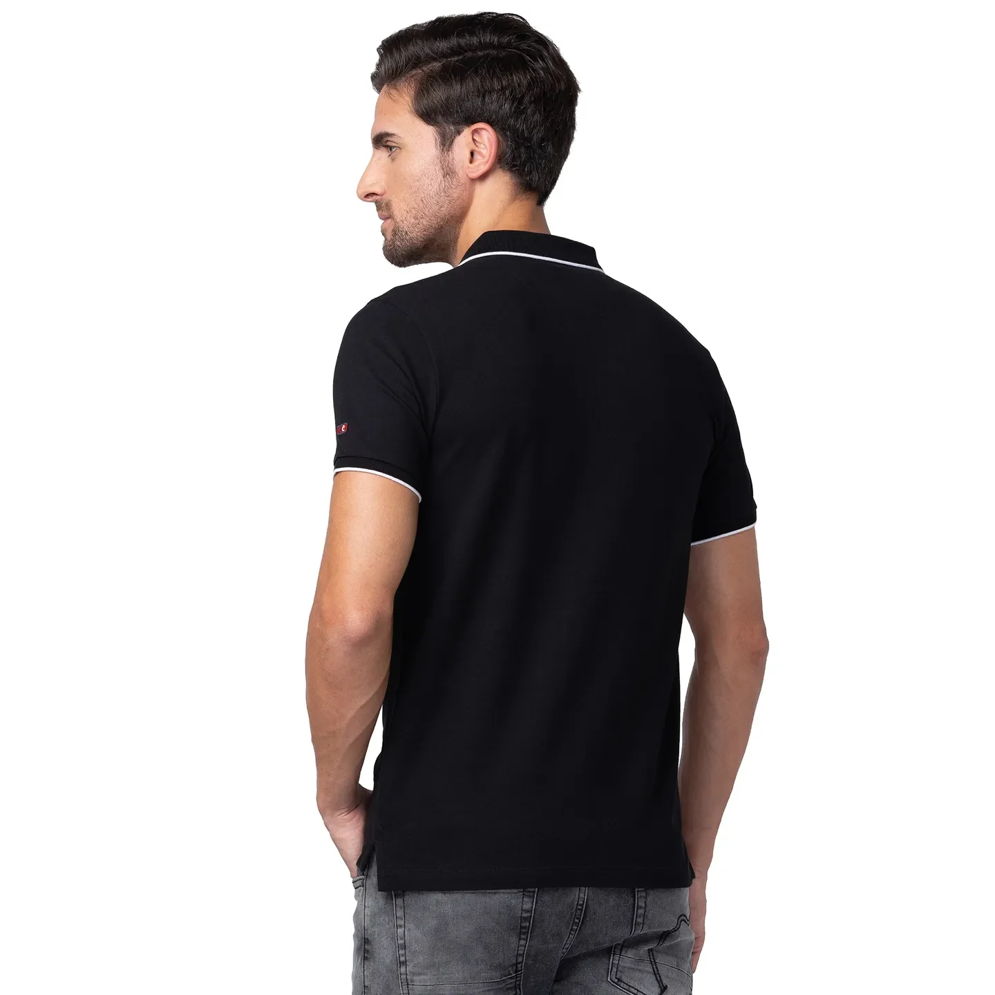 Black Regular Fit Men's Polo T-Shirt by Being Human Clothing - Image 3