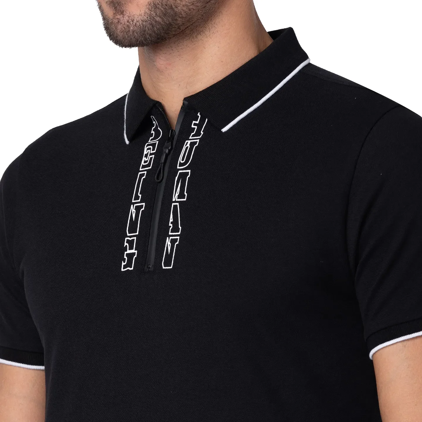 Black Regular Fit Men's Polo T-Shirt by Being Human Clothing - Image 5