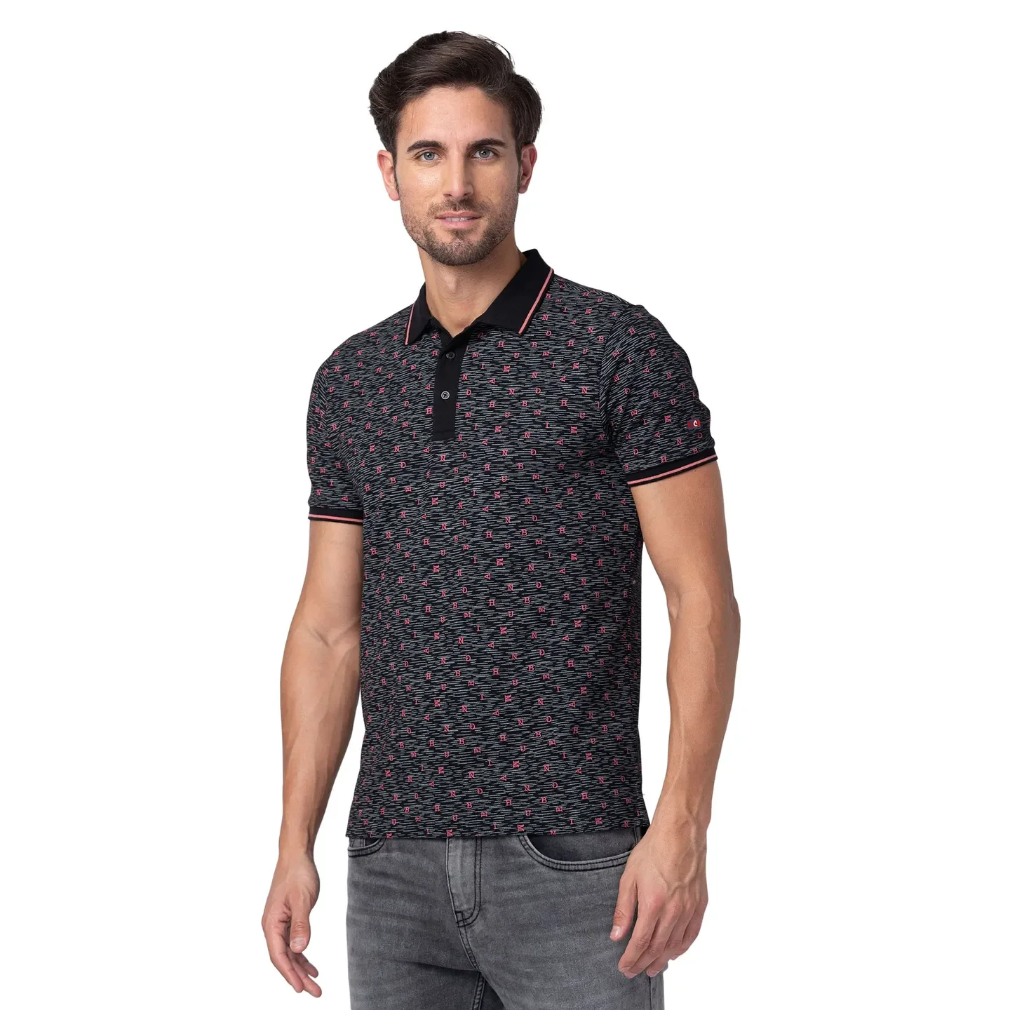 Black Regular Fit Men's Polo T-Shirt by Being Human Clothing - Image 4