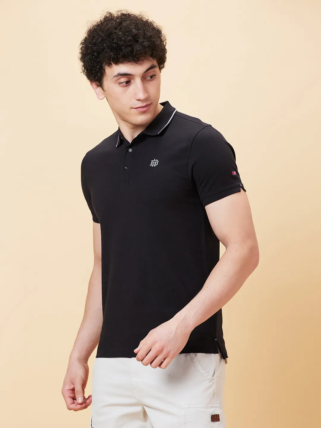 Black Regular Fit Men's Polo T-Shirt by Being Human Clothing - Image 2