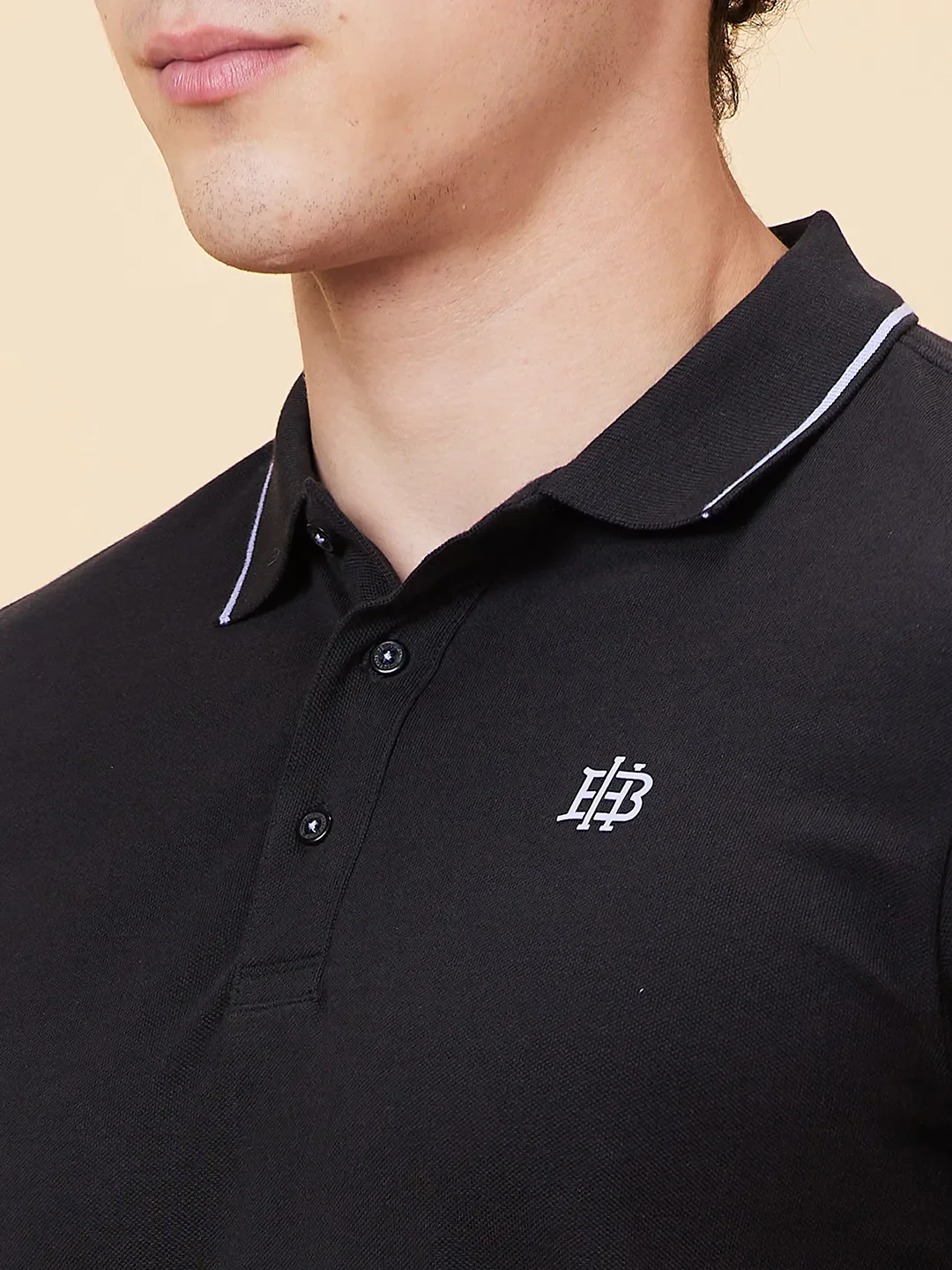Black Regular Fit Men's Polo T-Shirt by Being Human Clothing - Image 4