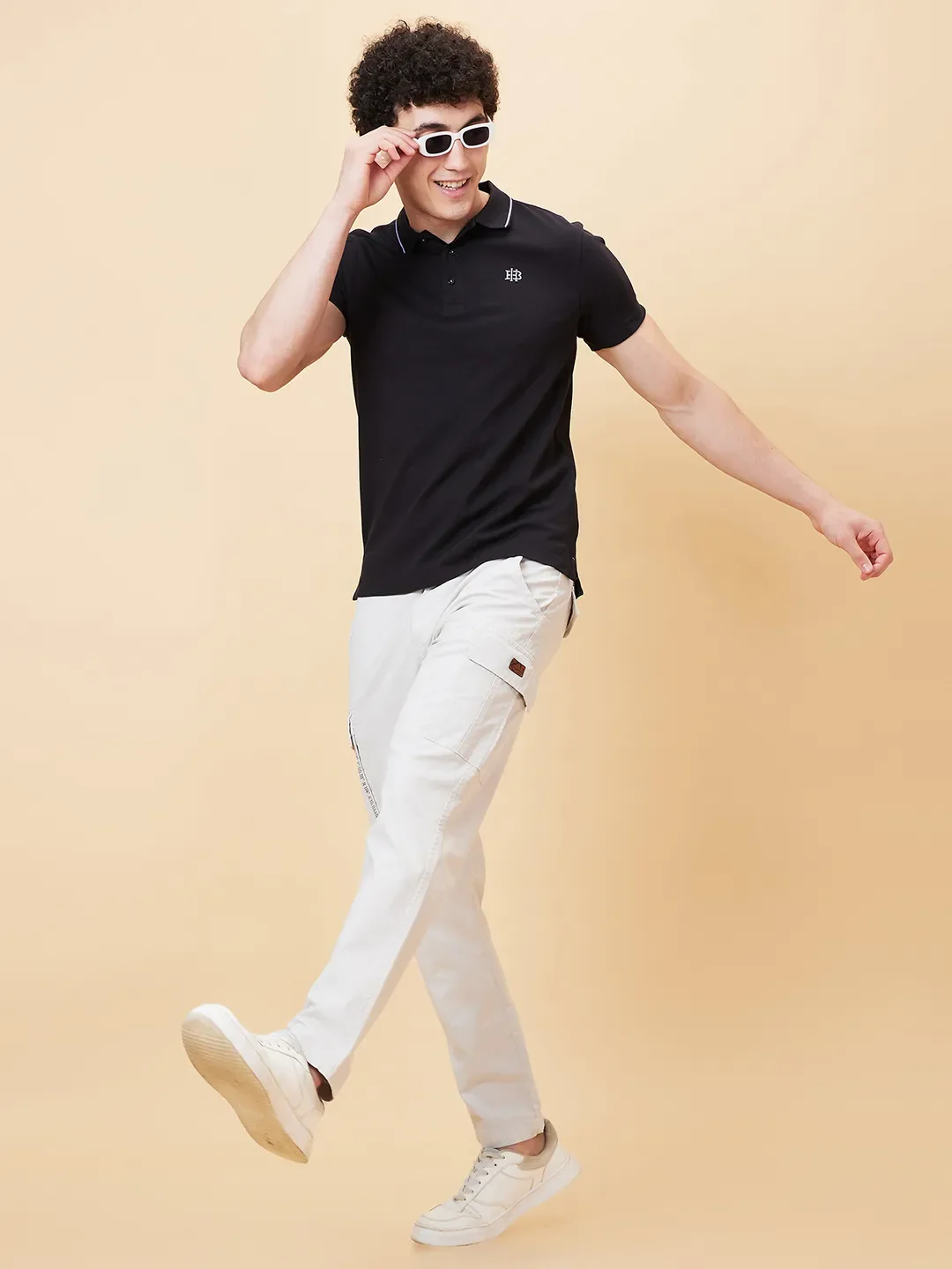 Black Regular Fit Men's Polo T-Shirt by Being Human Clothing - Image 5