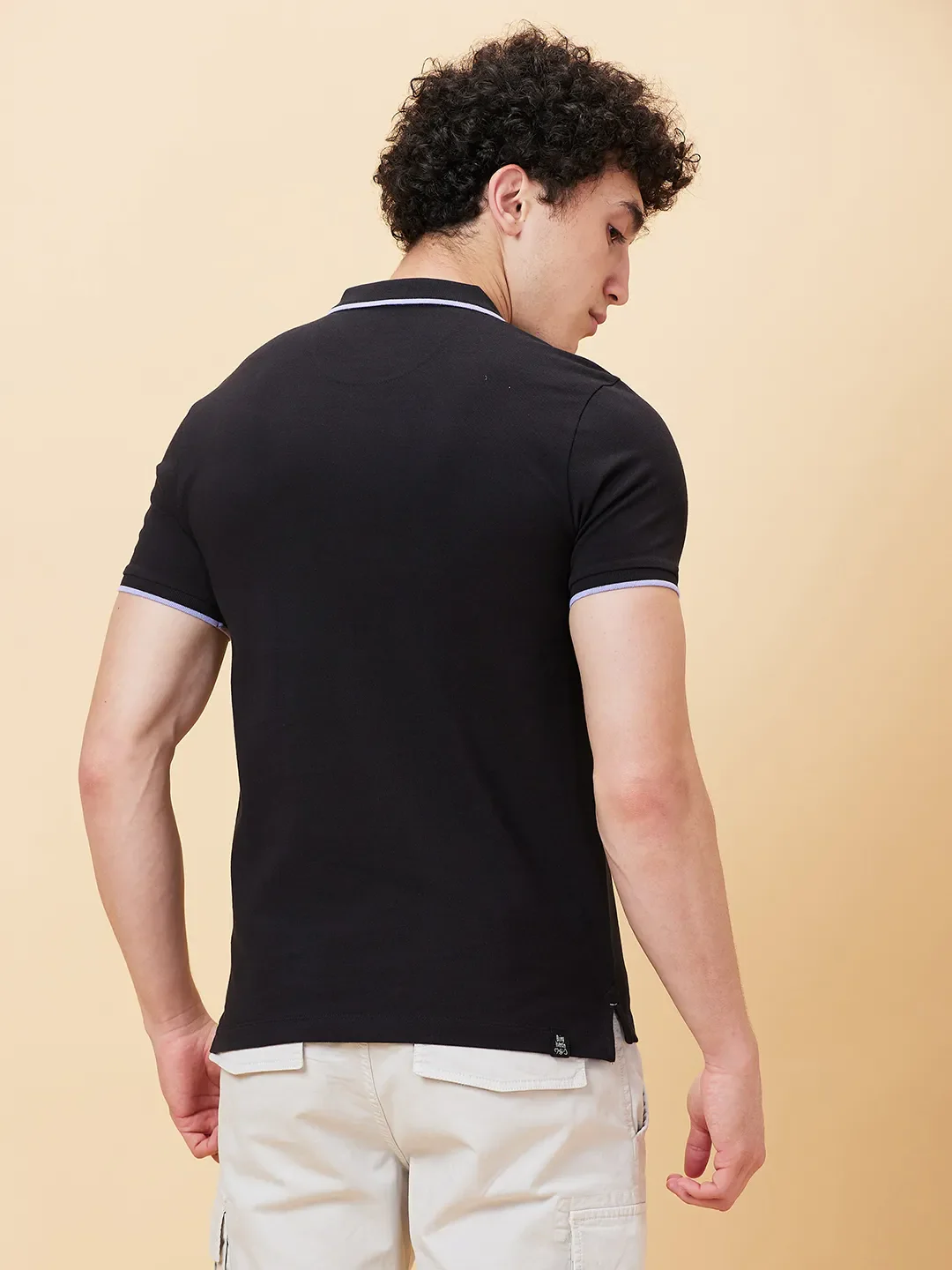 Black Regular Fit Men's Polo T-Shirt by Being Human Clothing - Image 3