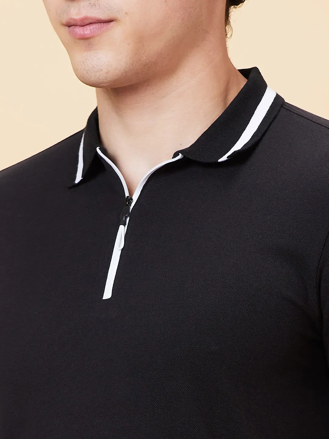 Black Regular Fit Men's Polo T-Shirt by Being Human Clothing - Image 4