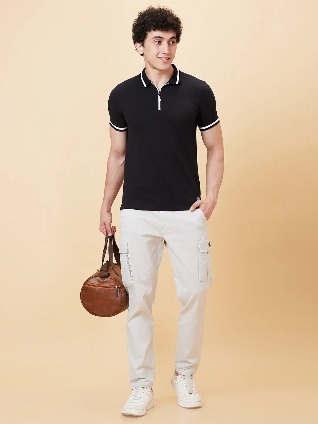 Black Regular Fit Men's Polo T-Shirt by Being Human Clothing - Image 5