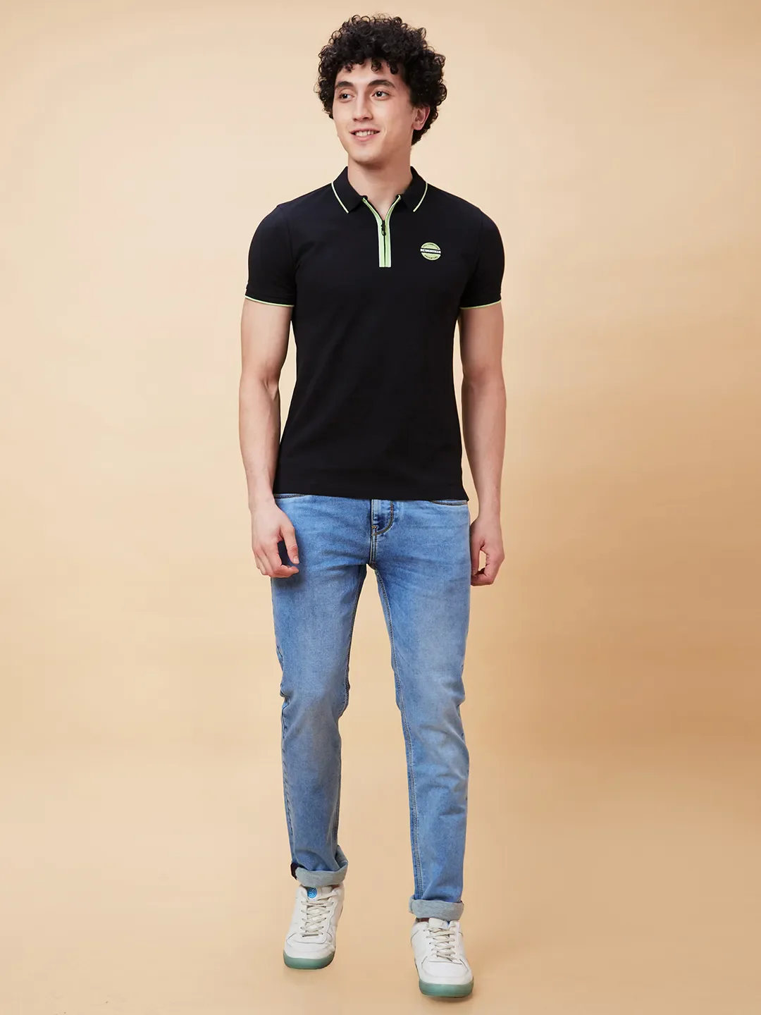 Black Regular Fit Men's Polo T-Shirt by Being Human Clothing - Image 2