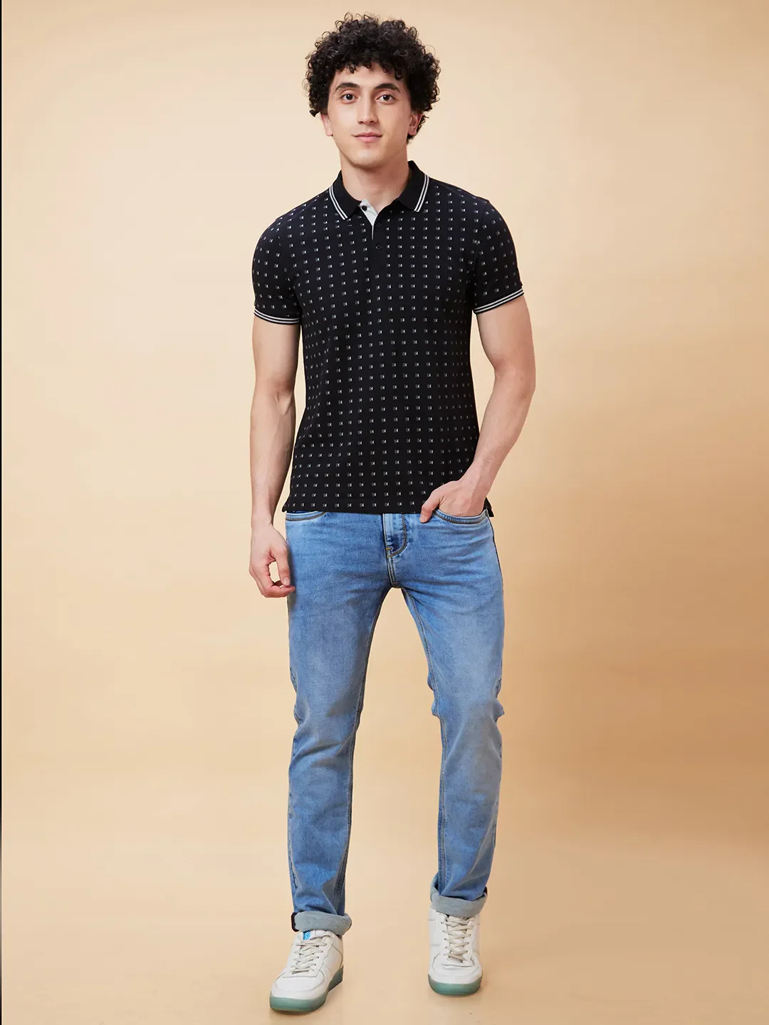 Black Regular Fit Men's Polo T-Shirt by Being Human Clothing - Image 2