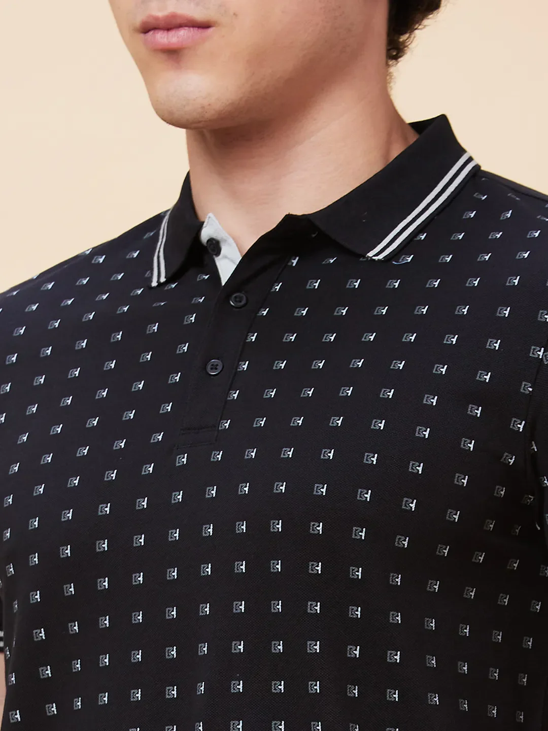 Black Regular Fit Men's Polo T-Shirt by Being Human Clothing - Image 5