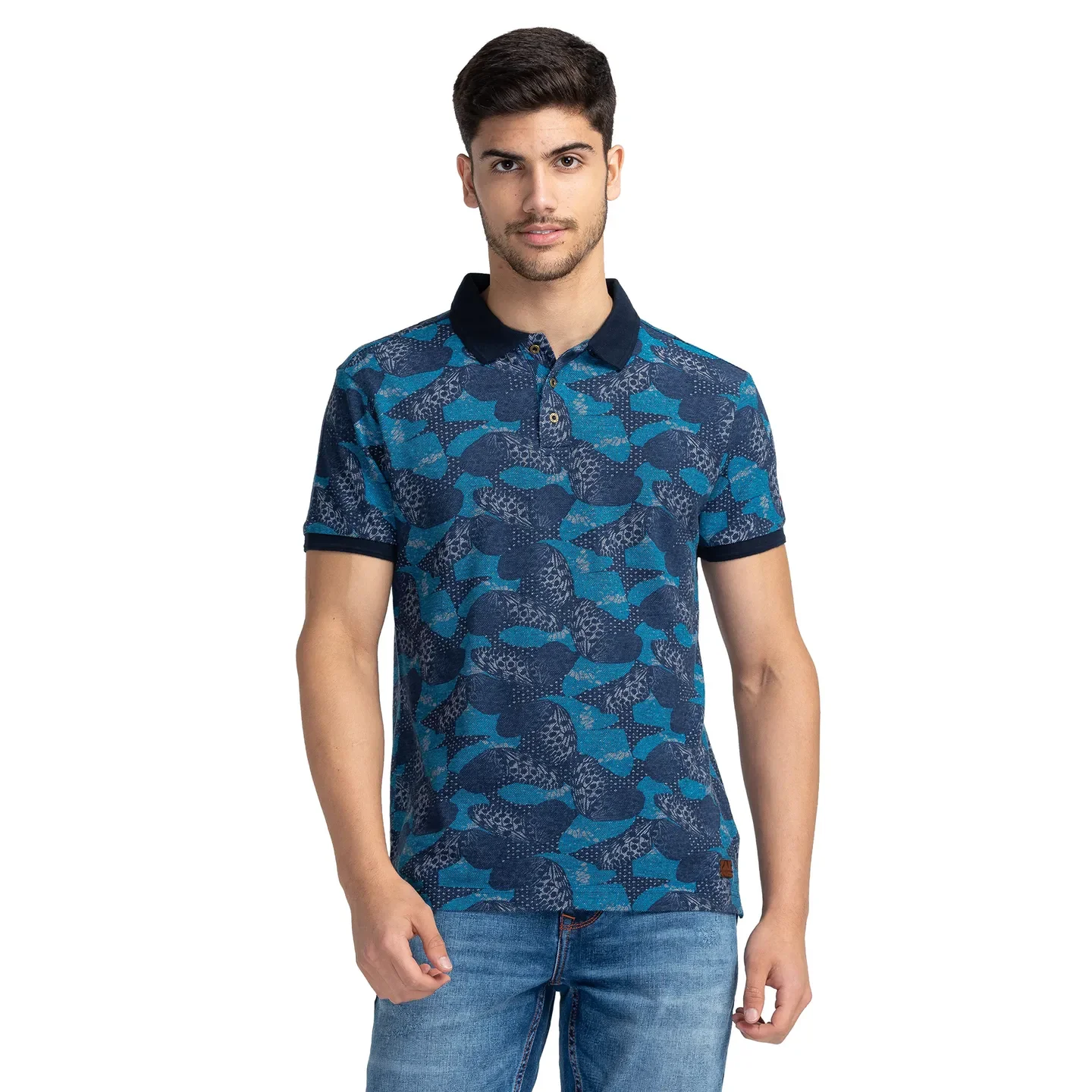 Blue Regular Fit Men's Polo T-shirt by Being Human Clothing