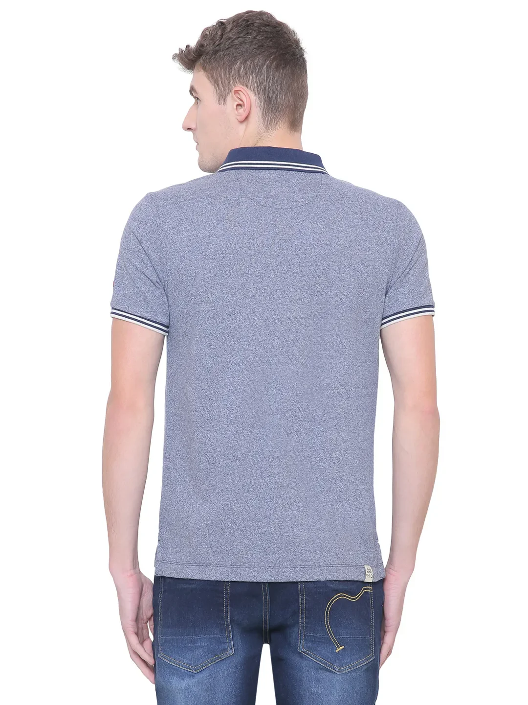 Blue Regular Fit Men's Polo T-Shirt by Being Human Clothing - Image 4