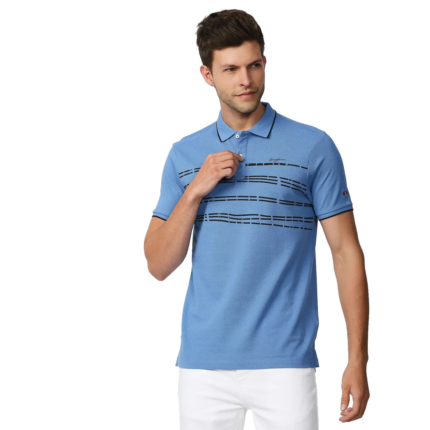 Blue Regular Fit Men's Polo T-Shirt by Being Human Clothing