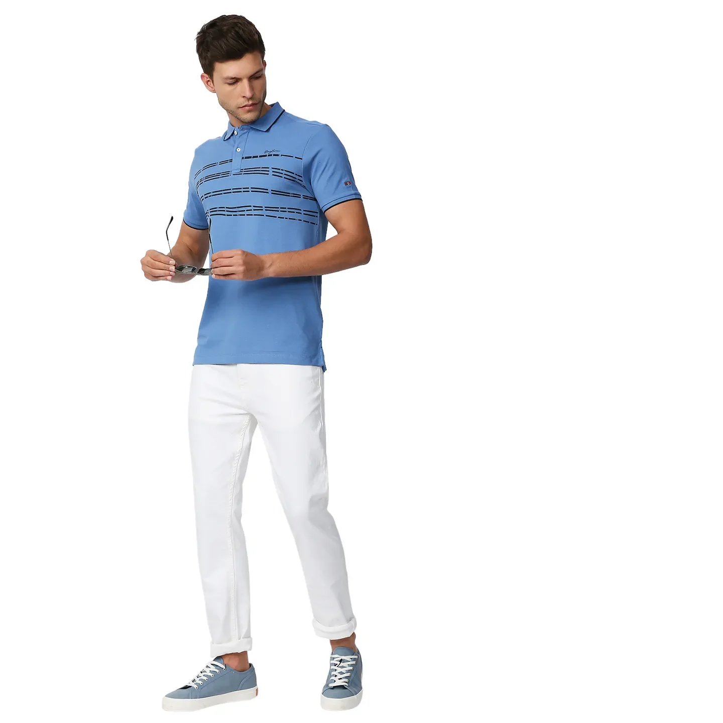 Blue Regular Fit Men's Polo T-Shirt by Being Human Clothing - Image 6