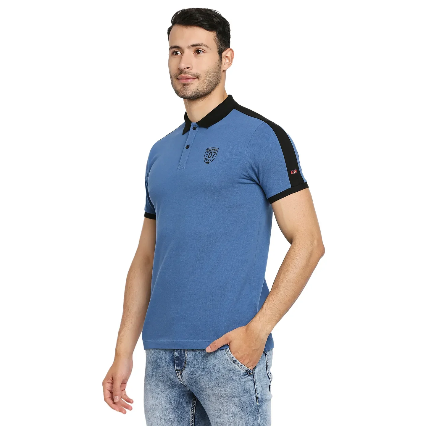 Blue Regular Fit Men's Polo T-Shirt by Being Human Clothing - Image 2