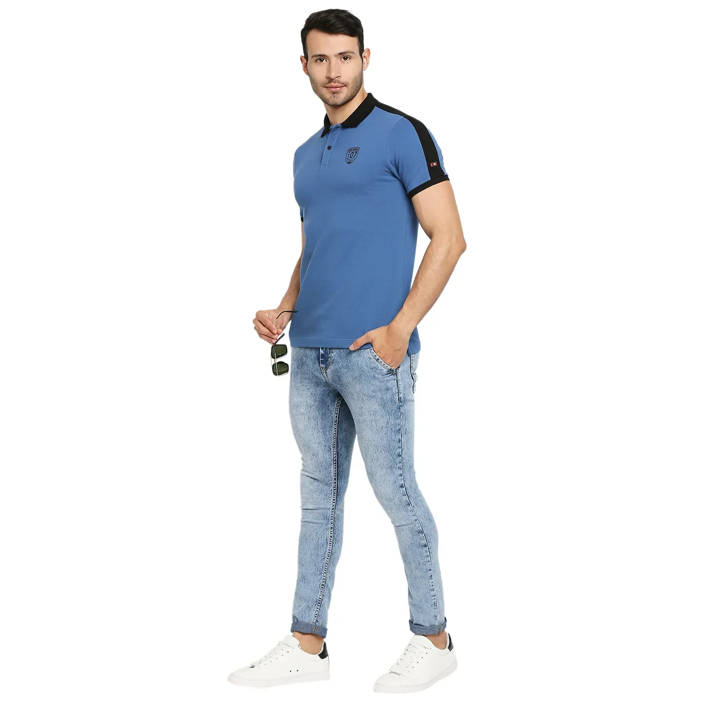 Blue Regular Fit Men's Polo T-Shirt by Being Human Clothing - Image 6
